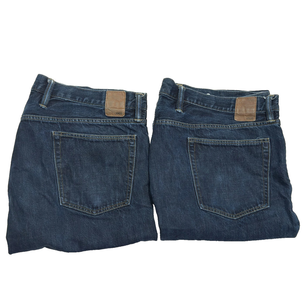 Lot of 2 Mens Gap 1969 Straight Jeans Size 44x30 Blue Dark Rinse Casual Everyday